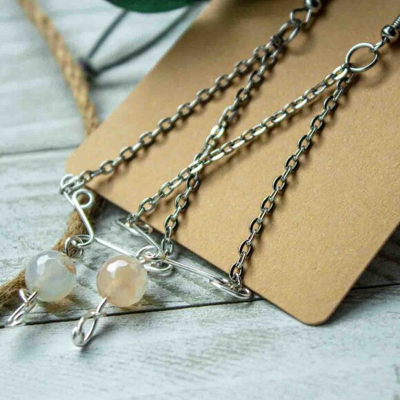 Triangle Chain Dangle Earrings with Stainless Steel Chain - Picture 4 of 13